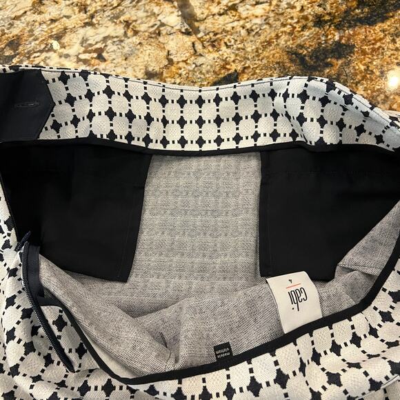 CAbi Women's Black and White/Off 60's Retro Lattice Print Teatime Skirt - SIZE 4 - Picture 4 of 9